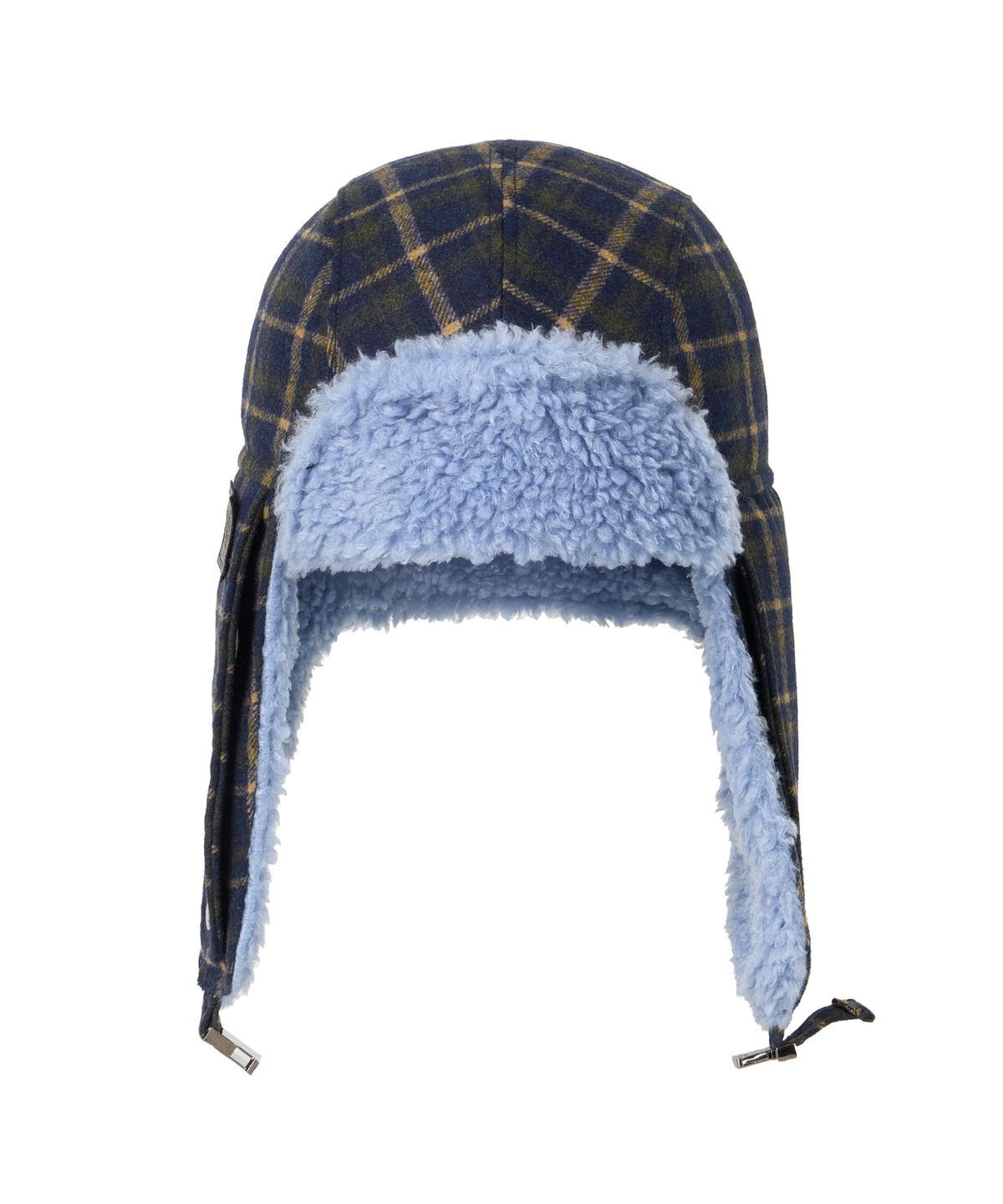 유얼쎄시(YOUR SASSY) Fuzzy Bunny Check Trapper Hat (BLUE)