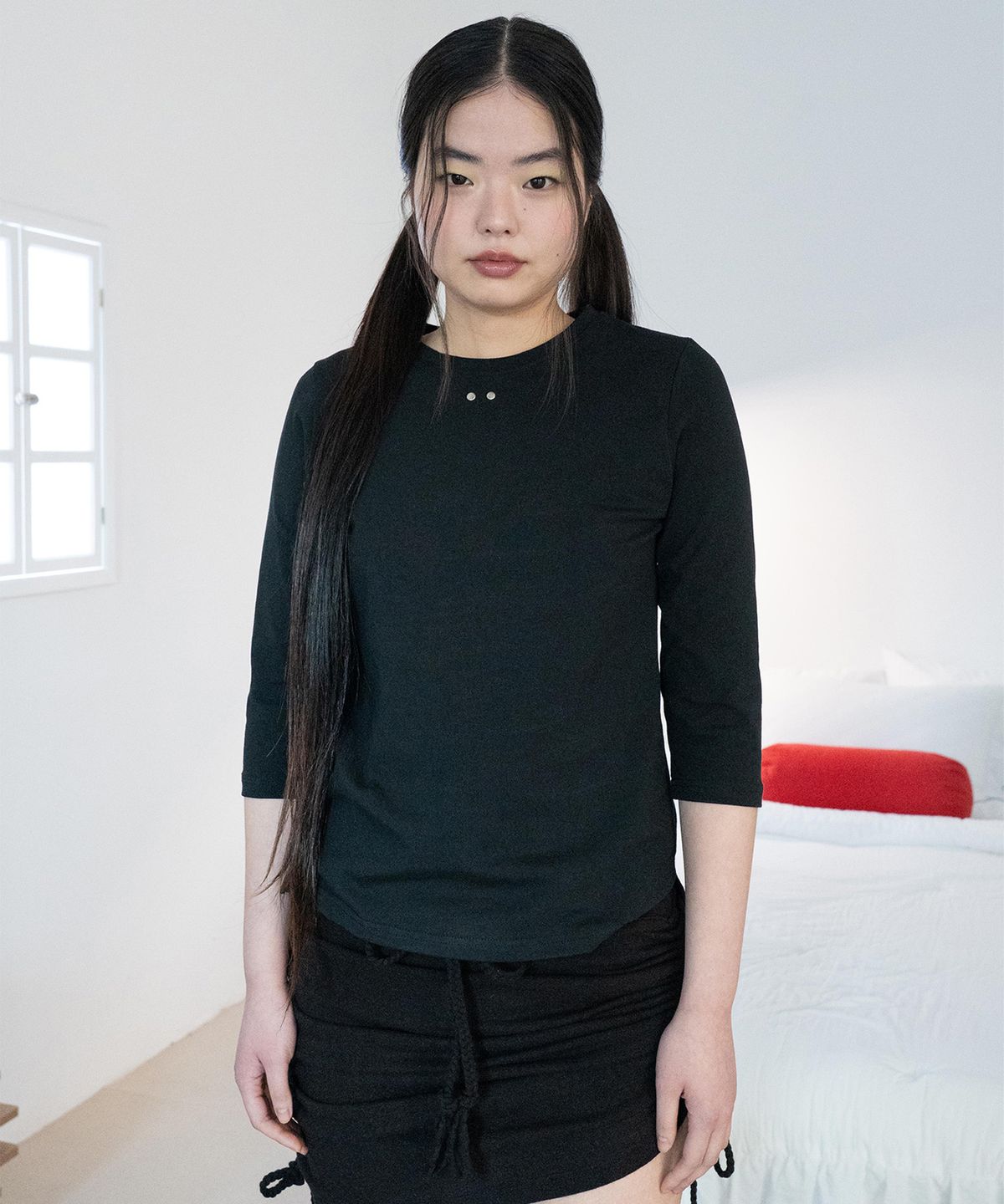 온스카(ONSKA) COMFY 3/4 SLEEVE T (BLACK)