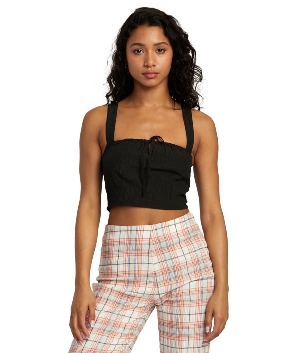 루카(RVCA) 여성 블랙 슬리브리스 탱크탑(VE11SL313BLK)