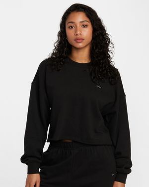 여성 블랙 라운지웨어 크롭 티셔츠(VE11HD300RVB)