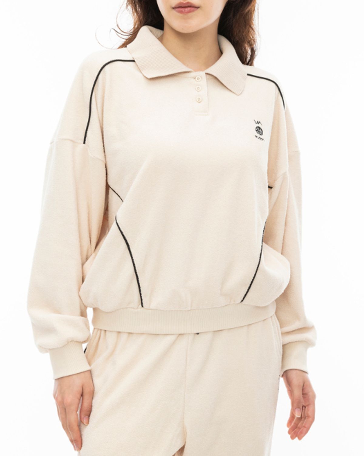 루카(RVCA) 여성 베이지 ALL-TIME 모던 폴로 티셔츠(VE11FH319WDR)