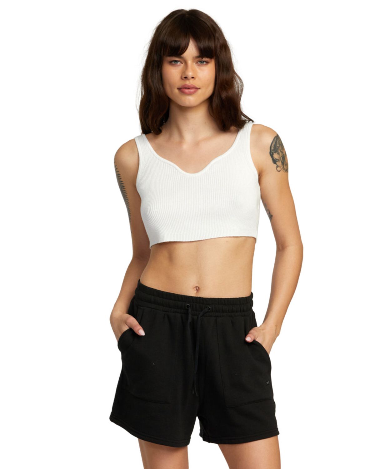 루카(RVCA) 여성 블랙 허리 조절 라운지웨어 숏츠(VE11WK308RVB)