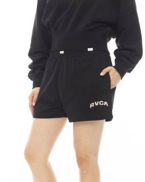 여성 블랙 하이웨스트 플리스 반바지(VE11WK327BLK)