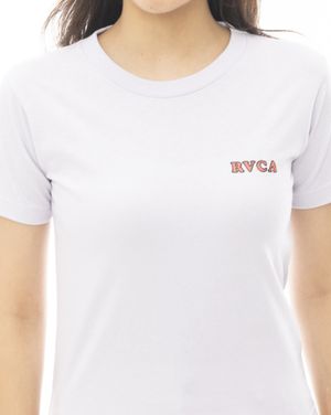 여성 화이트 면 슬림 반팔 티셔츠(VE11ST324FOG)