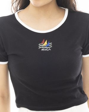 여성 블랙 복고풍 크롭 반팔티(VE11ST320BLK)