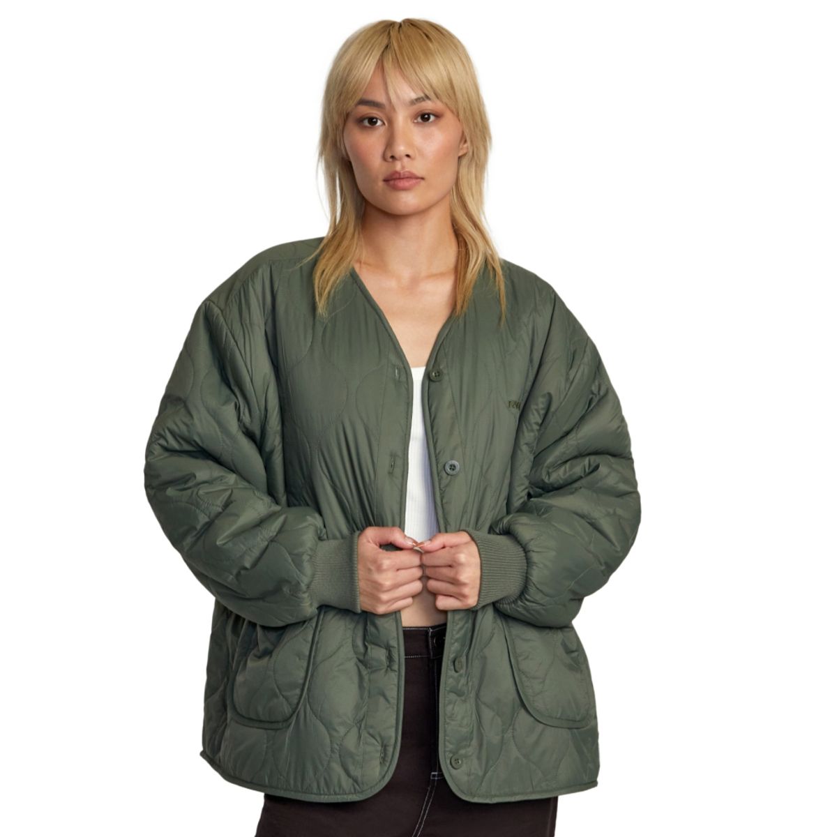 루카(RVCA) 여성 NEGOTIABLE 리버시블 자켓 (VE31JK309OLV)