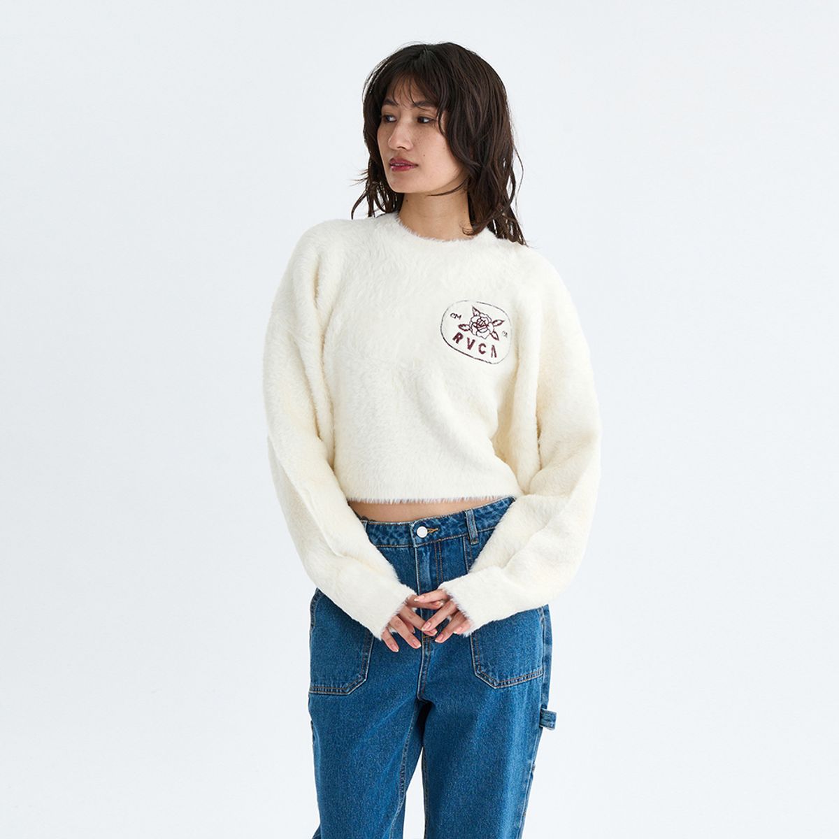 루카(RVCA) 여성 LOOSE FIT JQ 크롭 니트 (VF31SR060CLO)