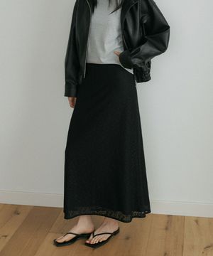 [기장선택] lace banding skirt-black (midi/ long)