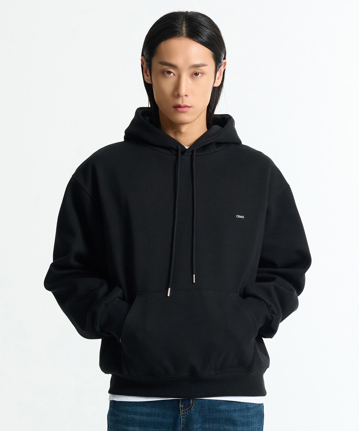 크레드먼스(CREEDMENS) crms 마이크로 로고 후드티(Black)