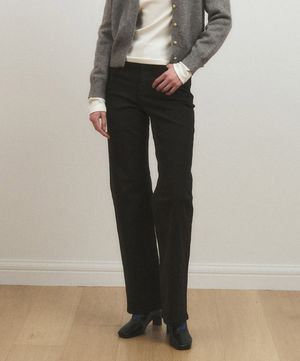 기모 스트레이트 스판 데님 팬츠_블랙