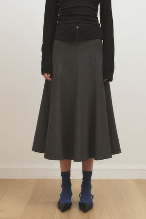 울 플레어 스커트_차콜그레이