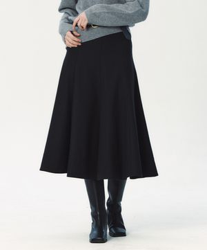 울 플레어 스커트_블랙
