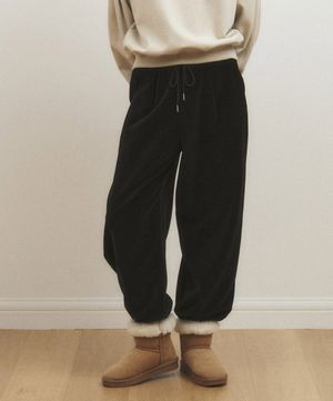 벨루어 와이드 이지 팬츠_블랙
