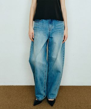 커브드 데님 팬츠_블루