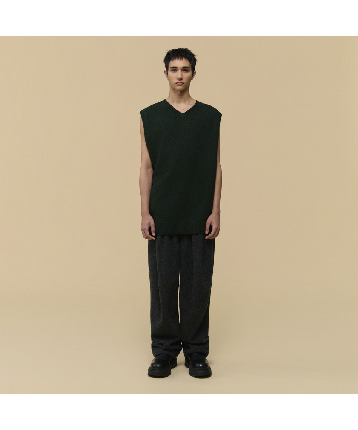 커스텀멜로우(CUSTOMELLOW) [HED MAYNER] Green Wool Twisted Vest CWWAW25992GRX