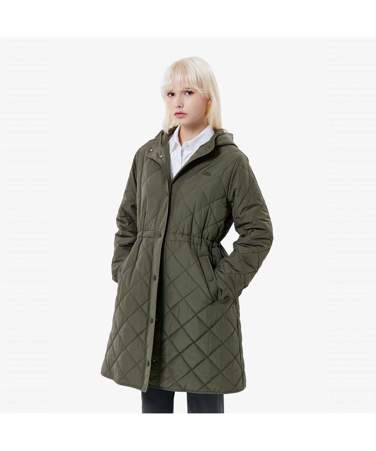 라코스테(LACOSTE) 여성 후디 퀼팅 롱점퍼 BF654E-55N E9F