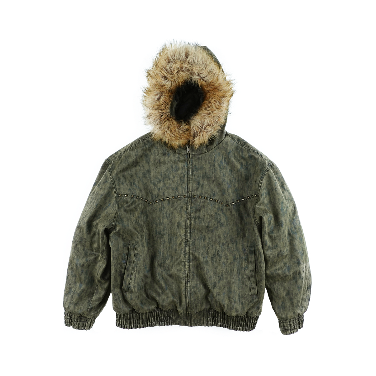 이알티알(ERTR) Faux Leather Fur Jacket Khaki