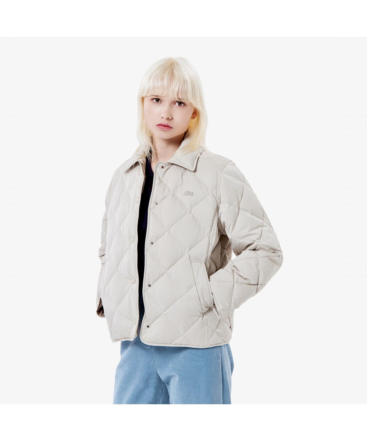 라코스테(LACOSTE) 여성 다이아퀼팅 경량 카라 다운 BF265E-55N XFJ