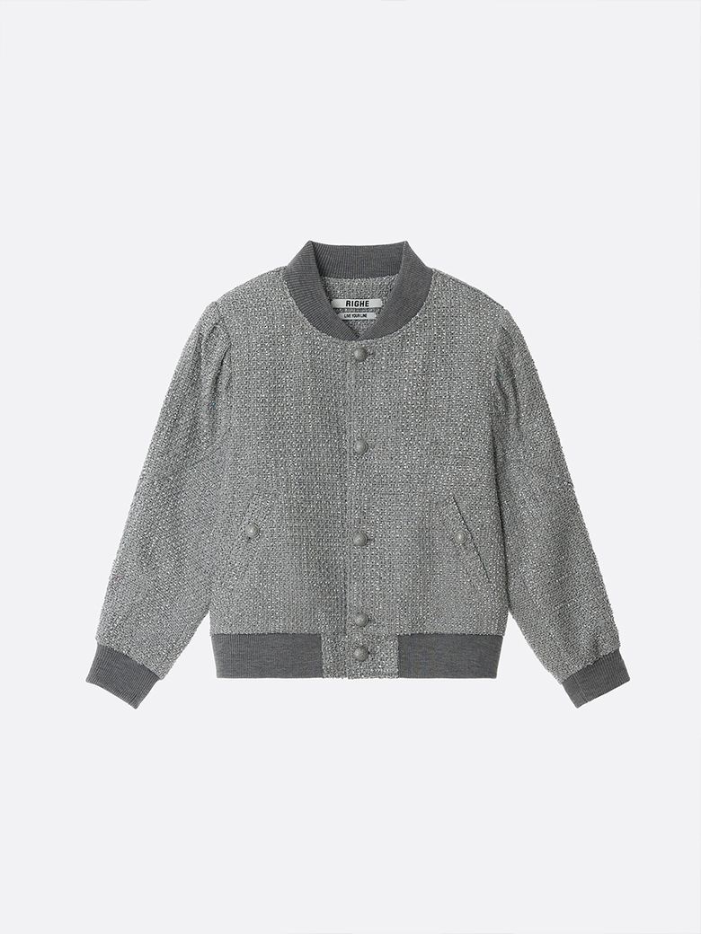 TWEED VARSITY JACKET GREY