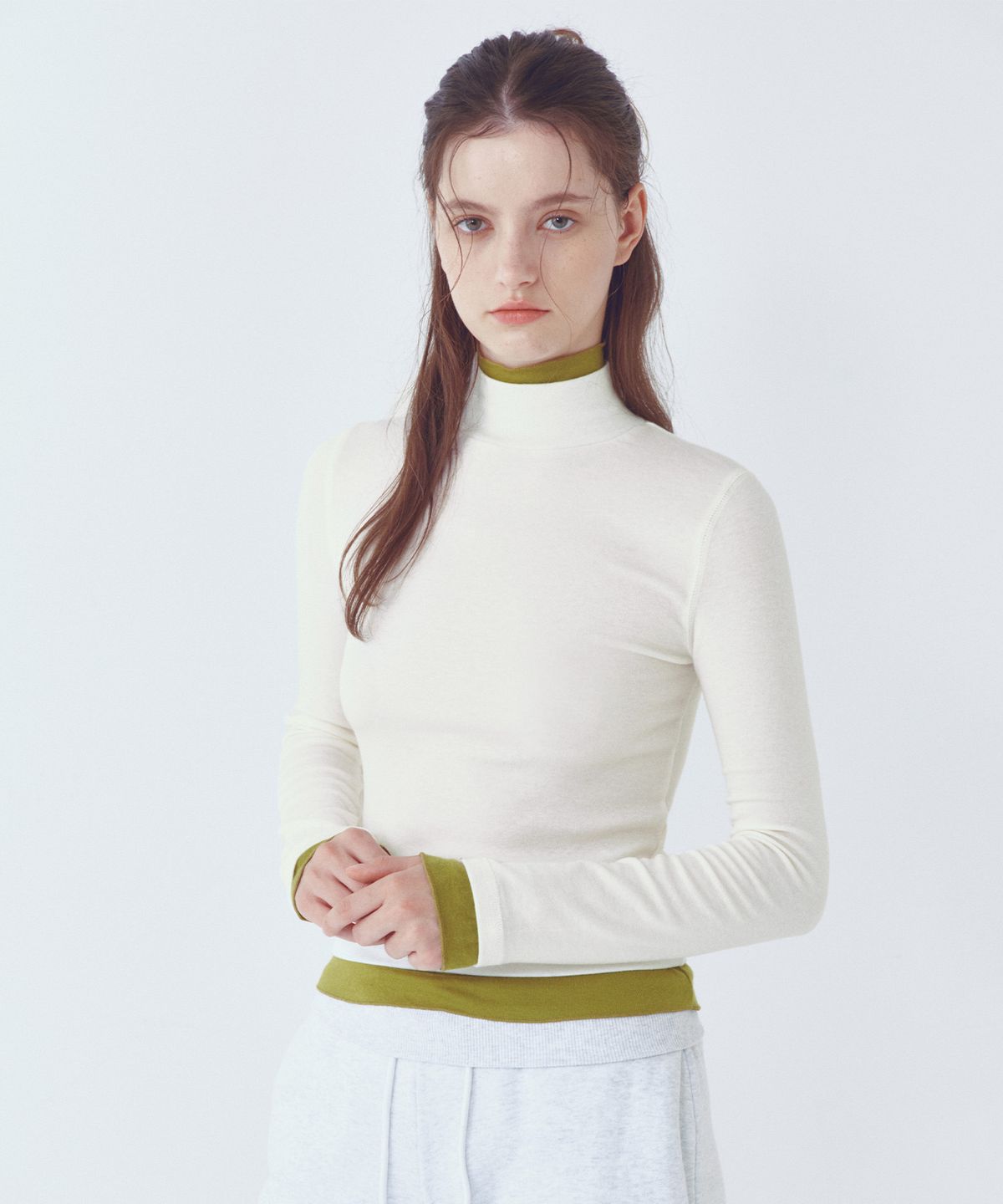 씨타(CITTA) Every Day Wool Double Layered Turtle-neck T-shirt_CTT397(Ivory)
