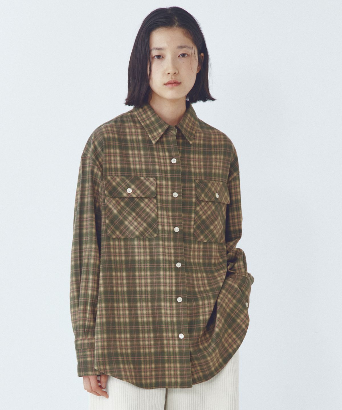씨타(CITTA) Cuffs Point Check Shirt_CTT396(Green)
