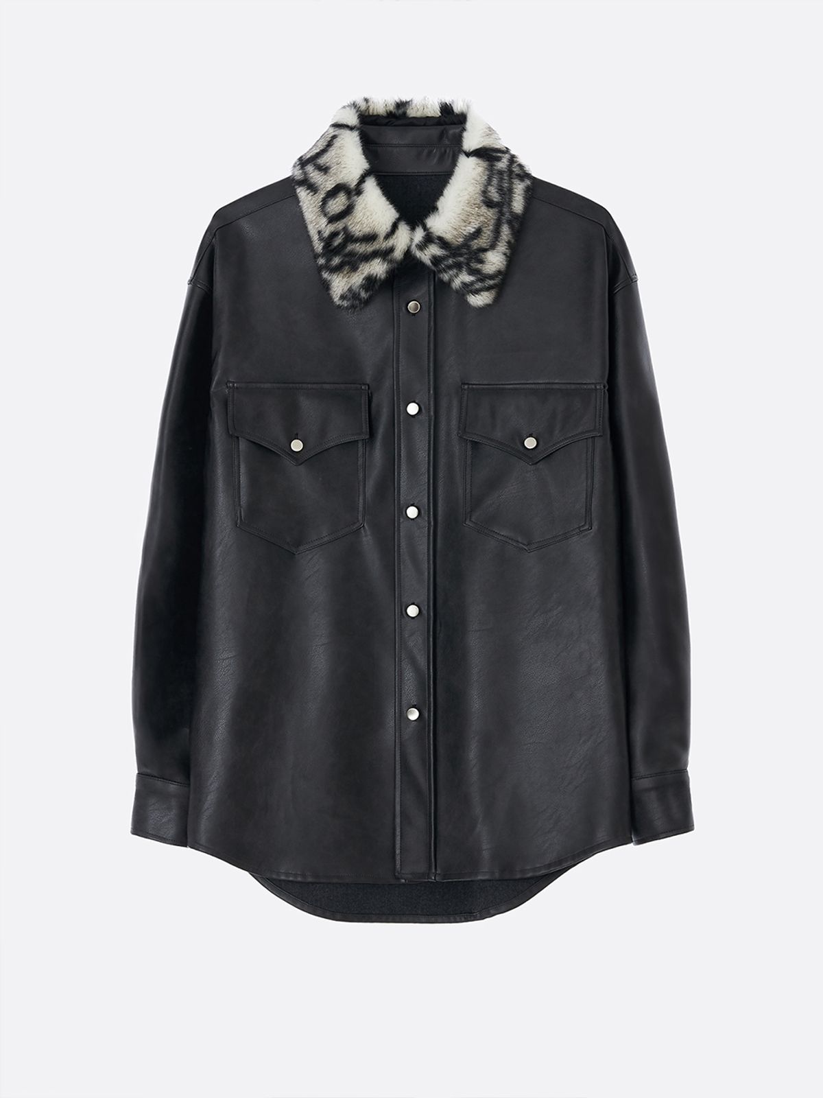 리게(RIGHE) LEATHER FUR SHIRT BLACK