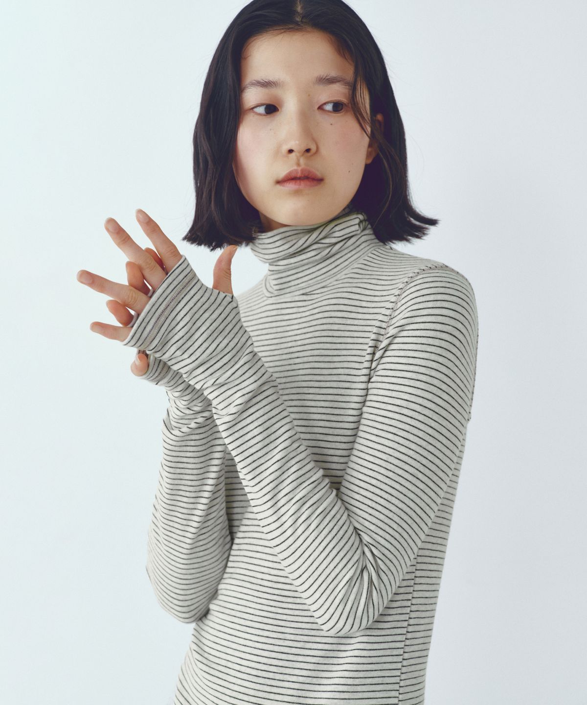씨타(CITTA) Every Day Angora Stripe Turtle-neck T-shirt_CTT395(Oatmeal)