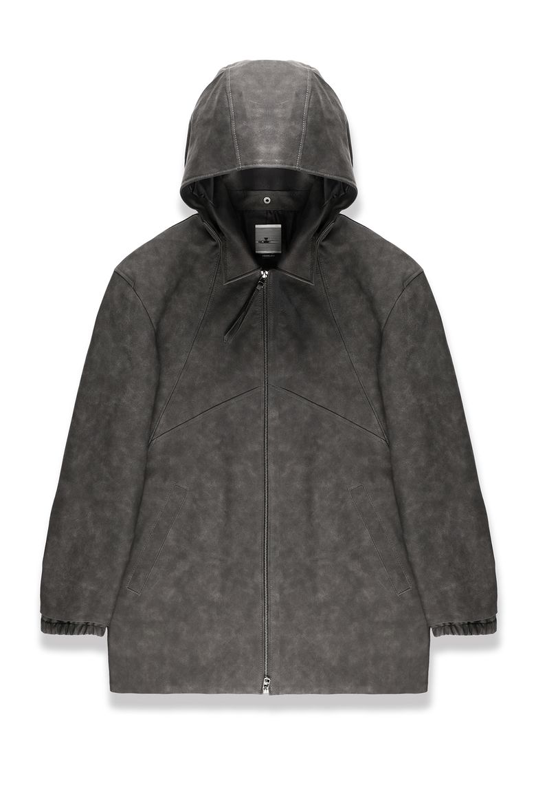 WEATHERED LEATHER CAR COAT / WASHED GREY [TYPE 002]