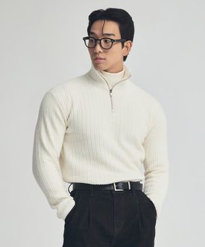 머슬집업 헤비웨잇 니트 아이보리