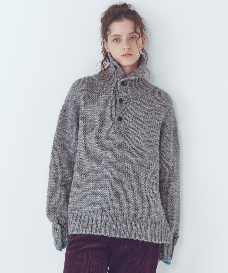 Wool High-neck Heavy Knit_CTK254(Grey)