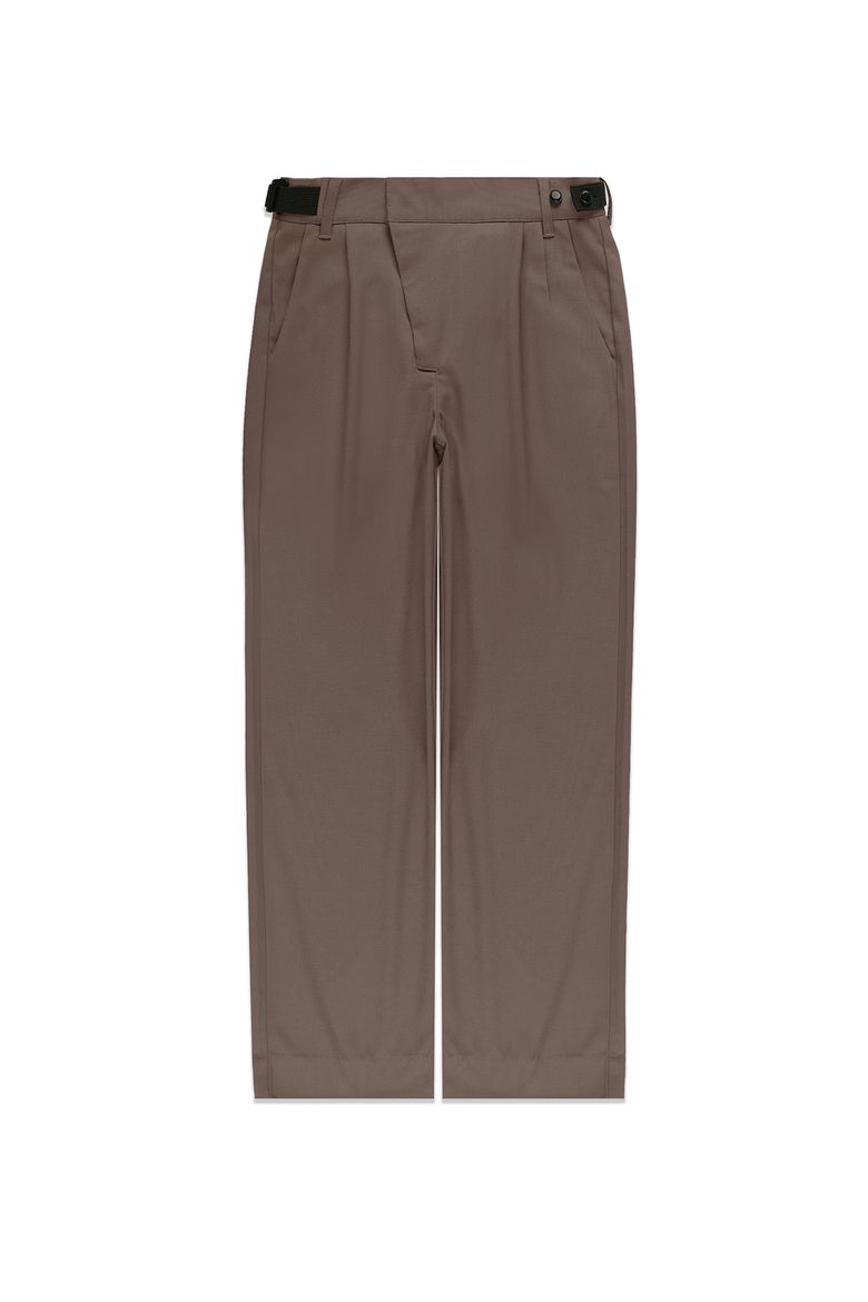 BELTED WOOL TROUSERS / BROWN