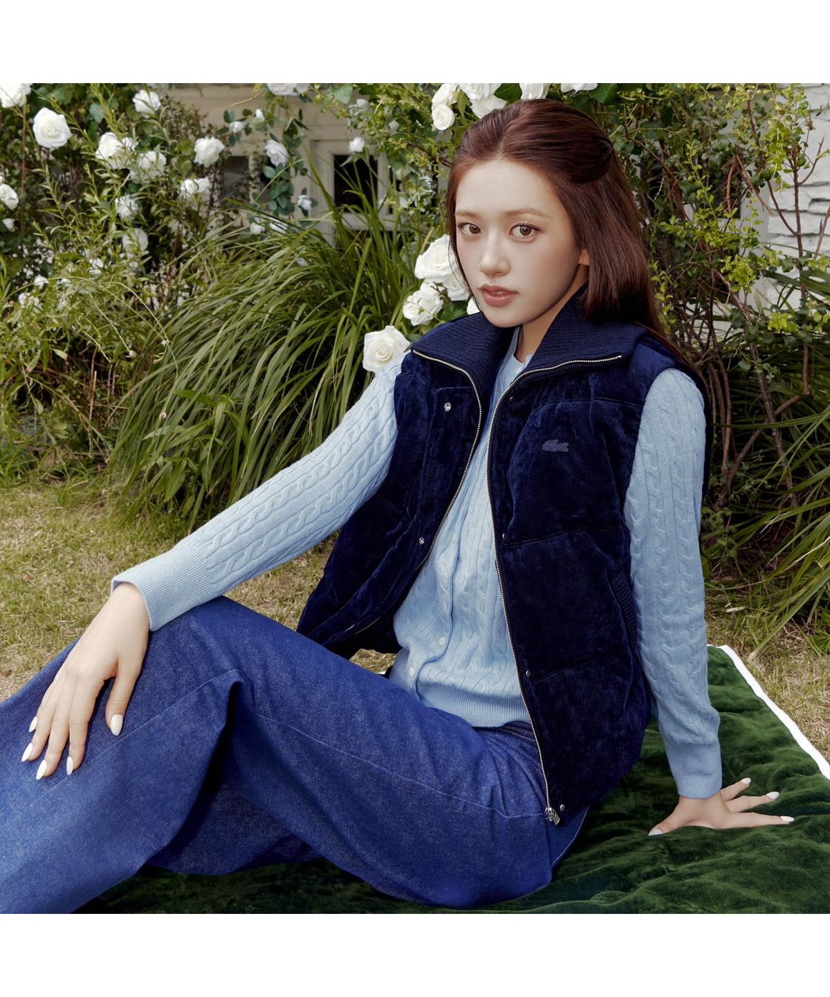 라코스테(LACOSTE) 여성 스웨터 카라 다운베스트 BF421E-55N HDE