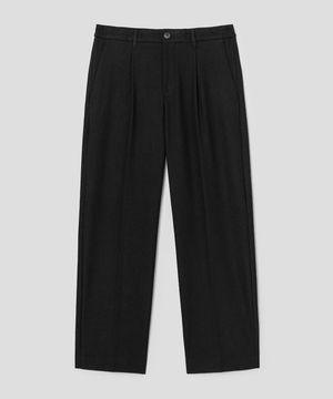 Regular Brushed Slacks Pants  Black