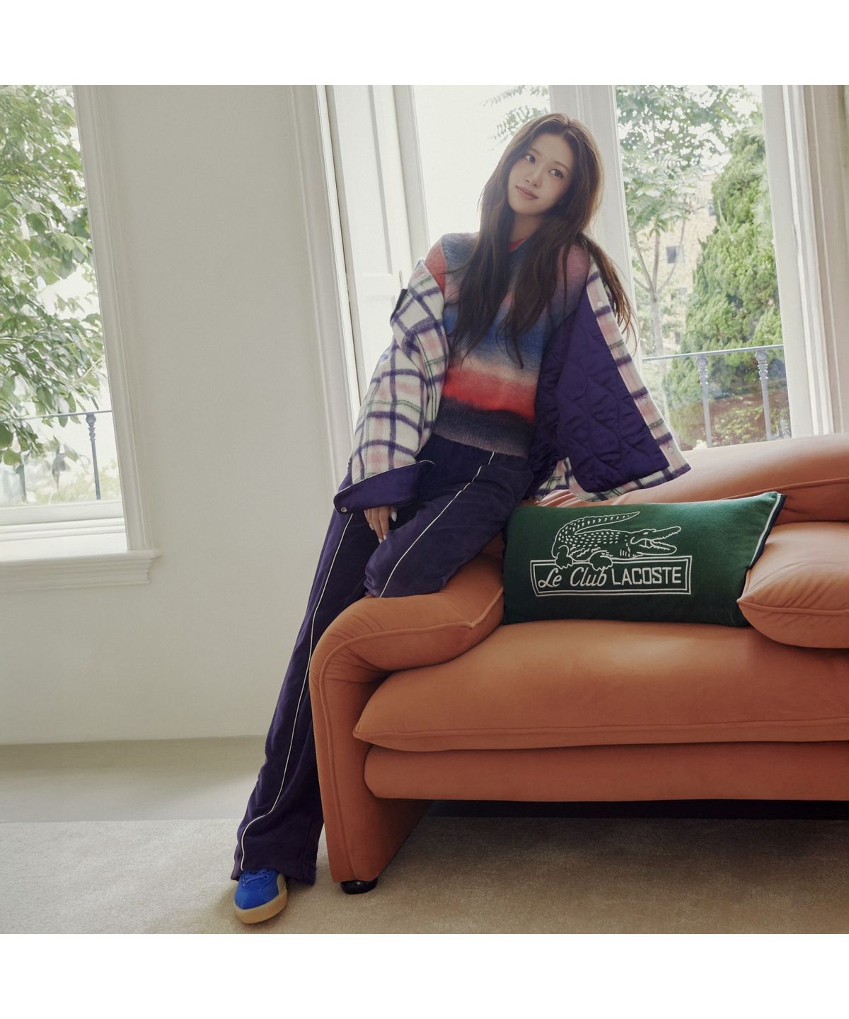 라코스테(LACOSTE) 여성 멀티 컬러 그라데이션 스웨터 AF4176-55N KSE