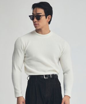 왕기모 케이블 머슬니트 아이보리