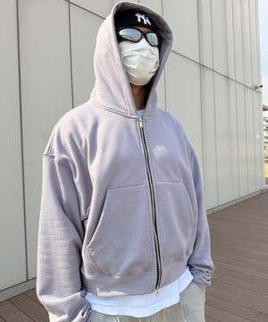 Edition8. 다이아 스웨트 투웨이 크롭 후드집업(애쉬 바이올렛)