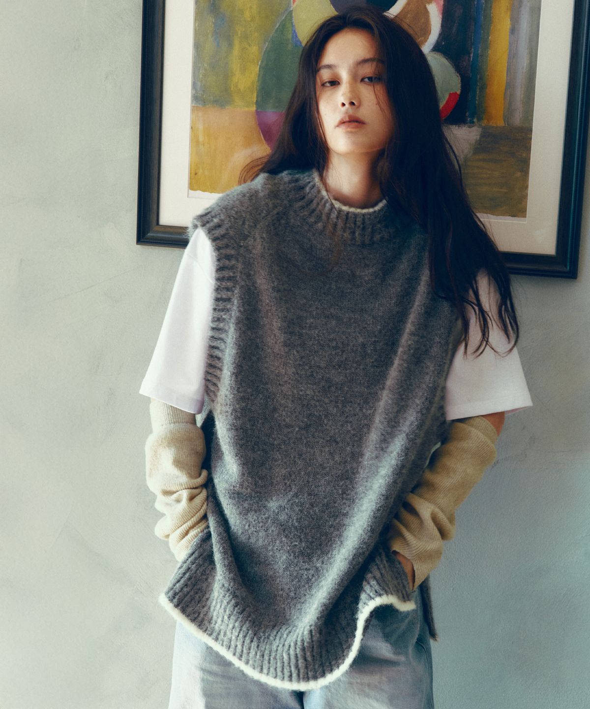 씨타(CITTA) Alpaca Wool Knit Vest_CTK247(Grey)