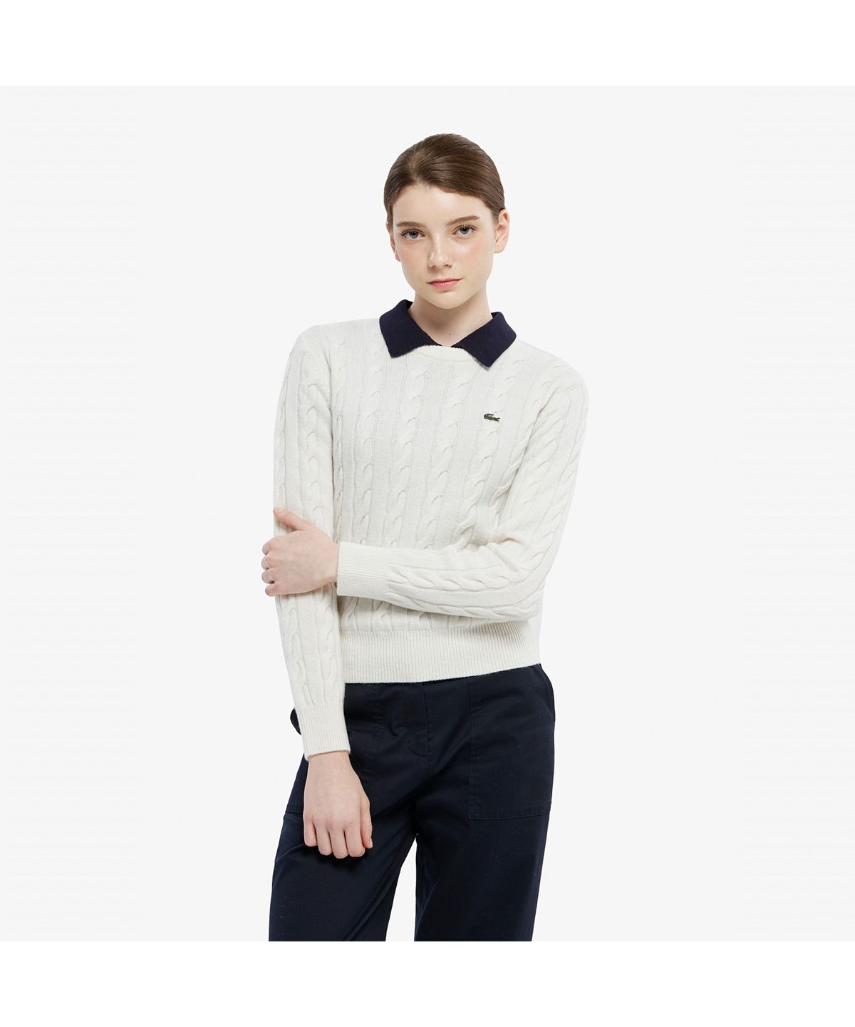 라코스테(LACOSTE) 여성 케이블 크루넥 스웨터 AF083E-55N XFJ