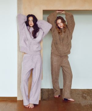 [SET]Wool Blended Heavy Brush Knit Hood Zip-up Set-up(3color)