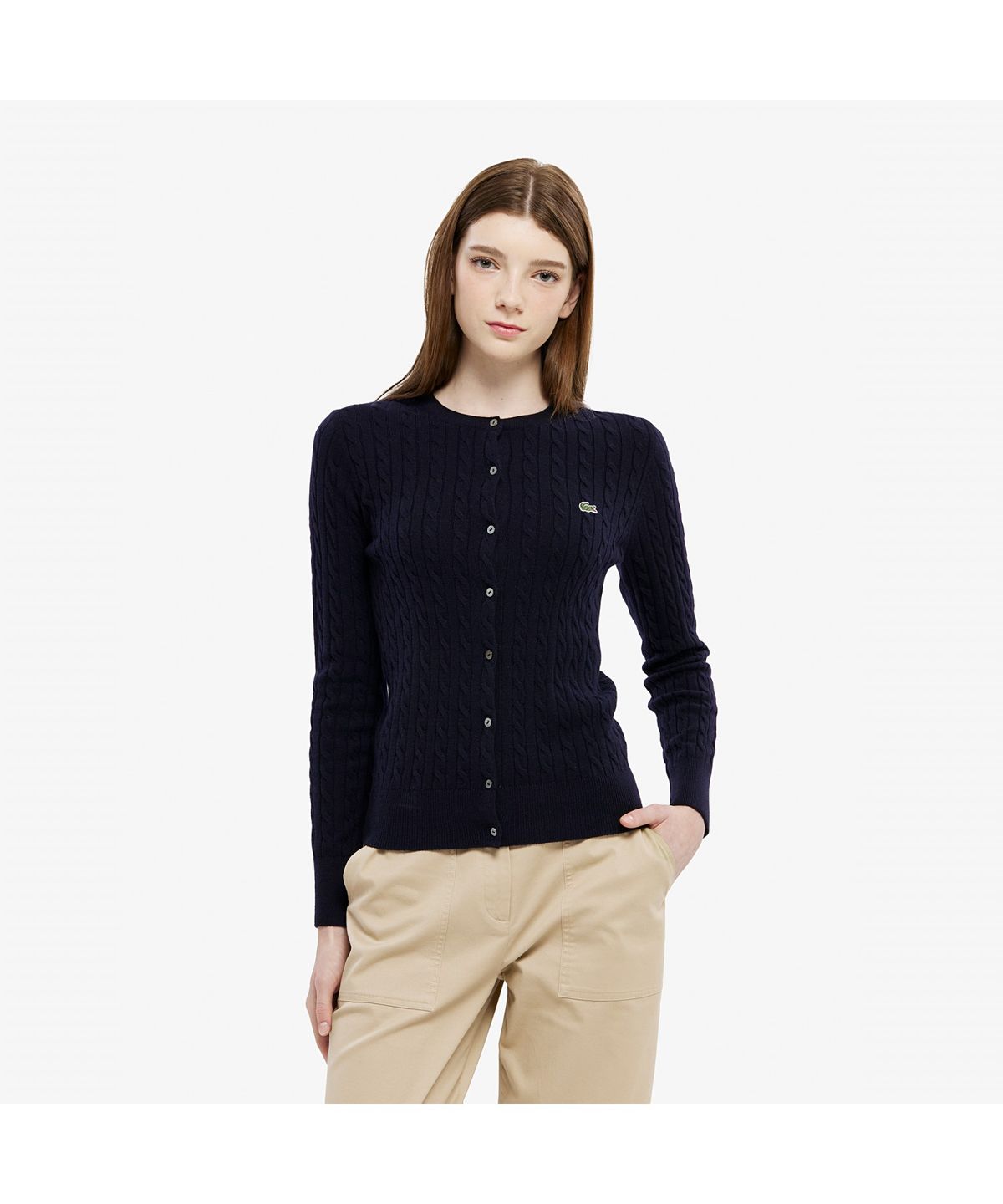 라코스테(LACOSTE) 여성 케이블 크루넥 가디건 AF092E-55N HDE