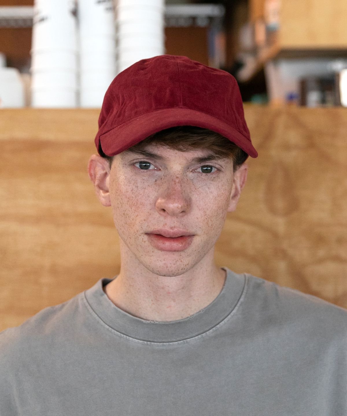 챕터(CHAPTER) SIGNATURE PEACH BALL CAP-레드와인