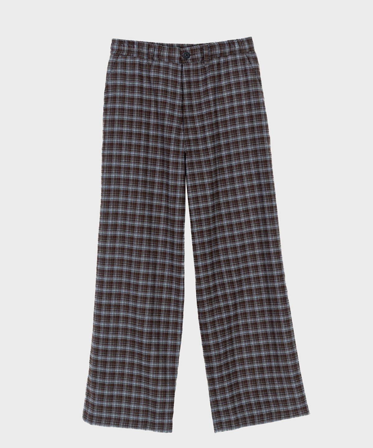 프레프(PREF) BROWN TRATAN CHECK ELASTIC WAIST TROUSER