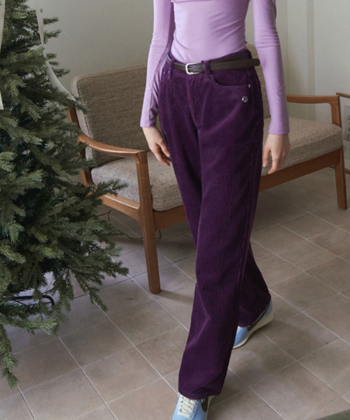 헤인트(HAINT) HAZEL STRAIGHT-CUT CORDUROY PANTS 6COL_PURPLE