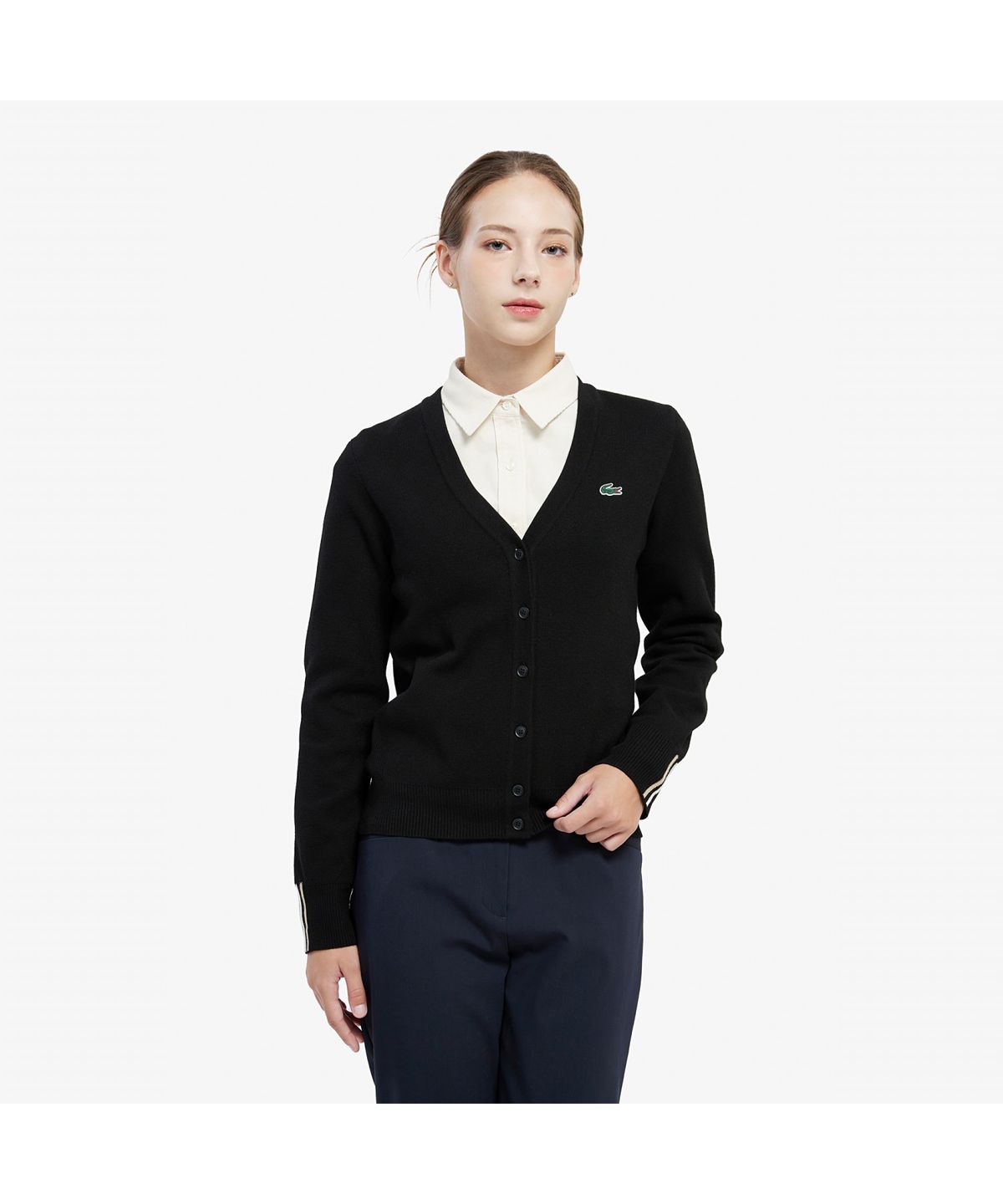 라코스테(LACOSTE) 여성 컬러 티핑 버튼 가디건 AF930E-55N 031