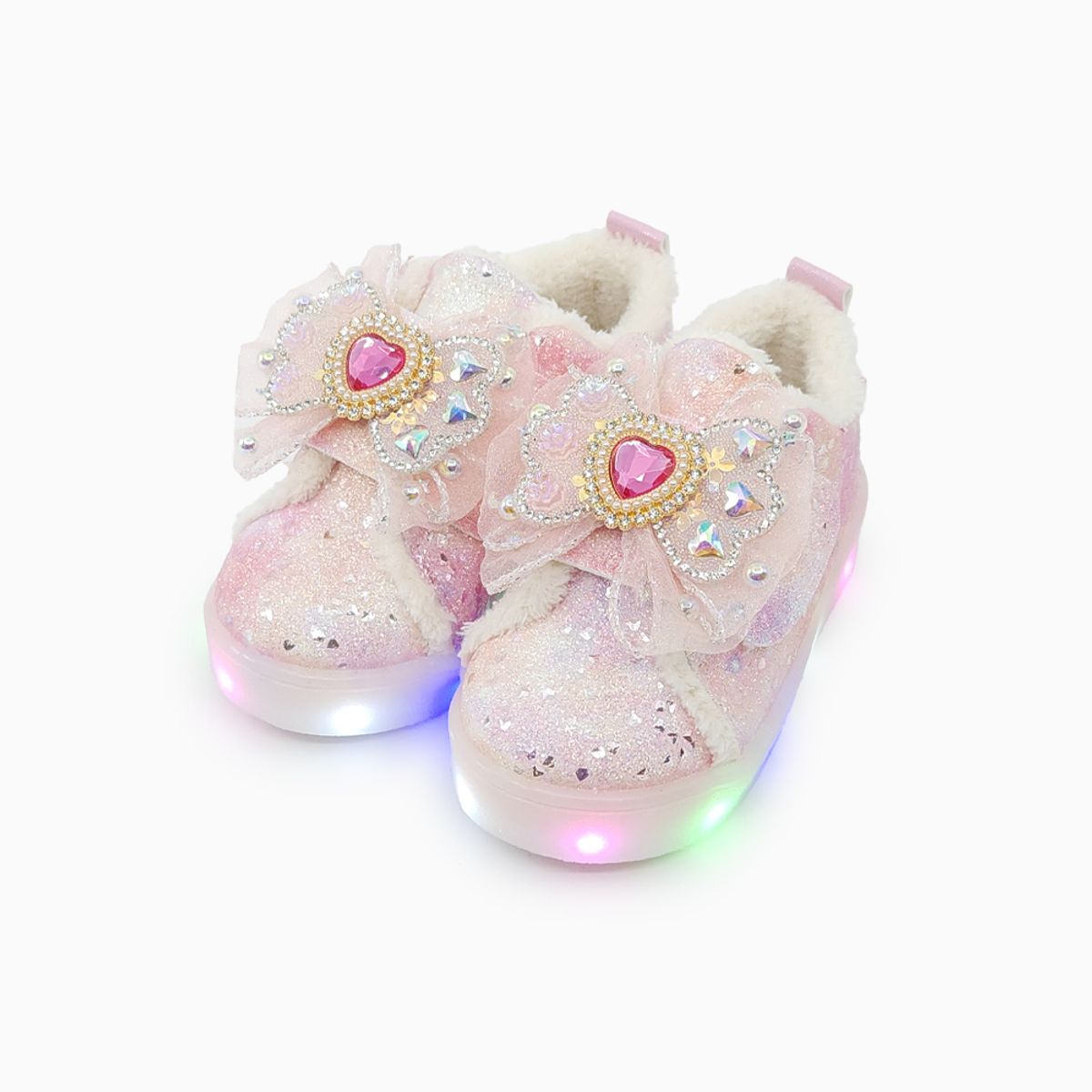 베이비솔(BABYSOLE) 폼폼쥬얼리LED털운동화