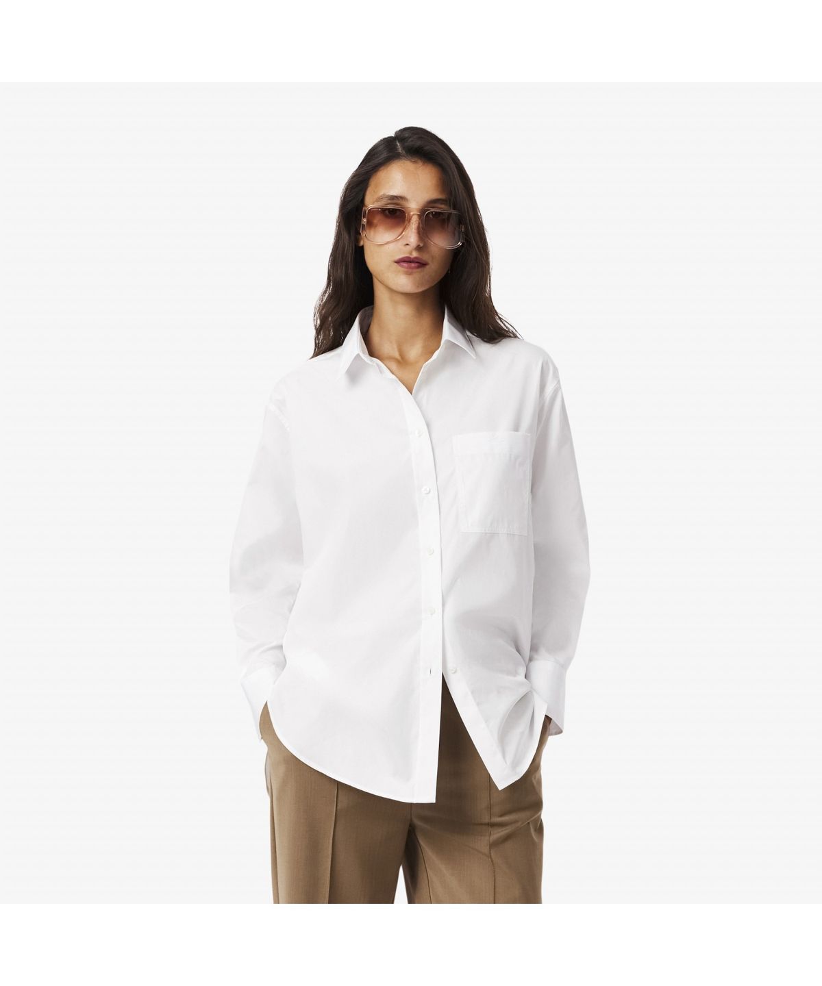 라코스테(LACOSTE) 여성 오버사이즈 포플린 셔츠 CF0215-55N 001