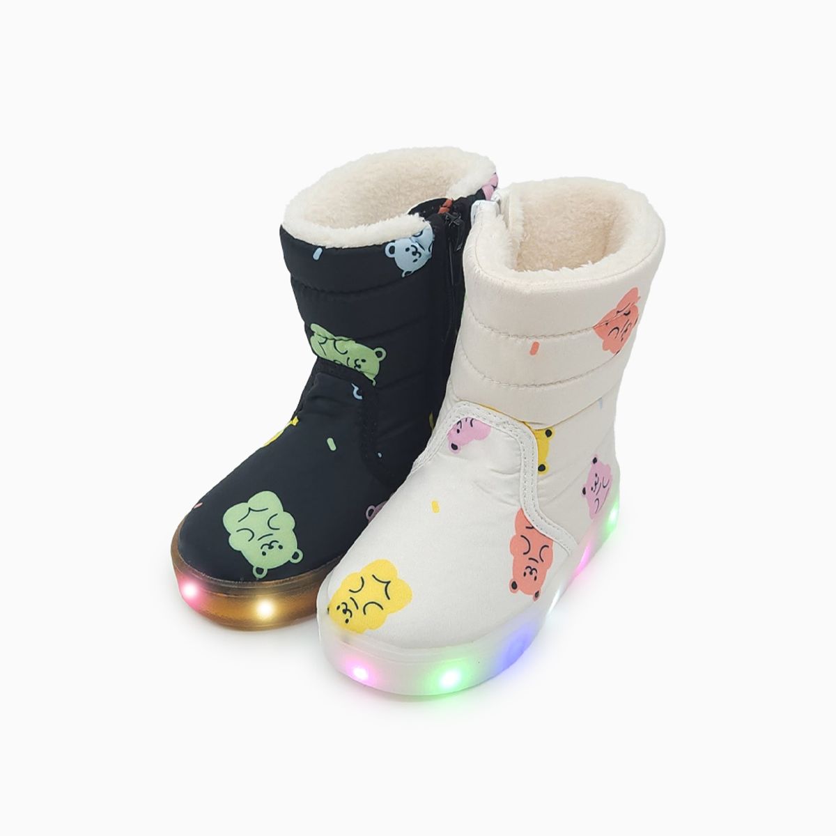 베이비솔(BABYSOLE) 젤리곰 LED 털부츠