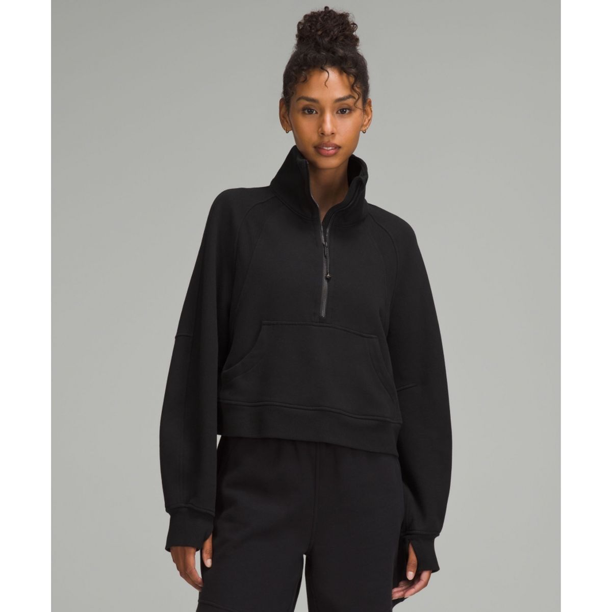 룰루레몬(LULULEMON) 스쿠바 오버사이즈드 퍼넬넥 하프집  BLK