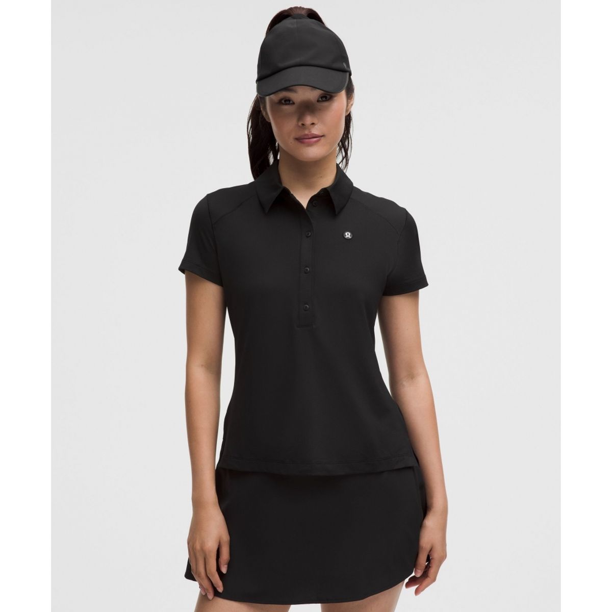 룰루레몬(LULULEMON) 퀵 드라이 숏슬리브 폴로 셔츠 스트레이트 헴 *로고  BLK
