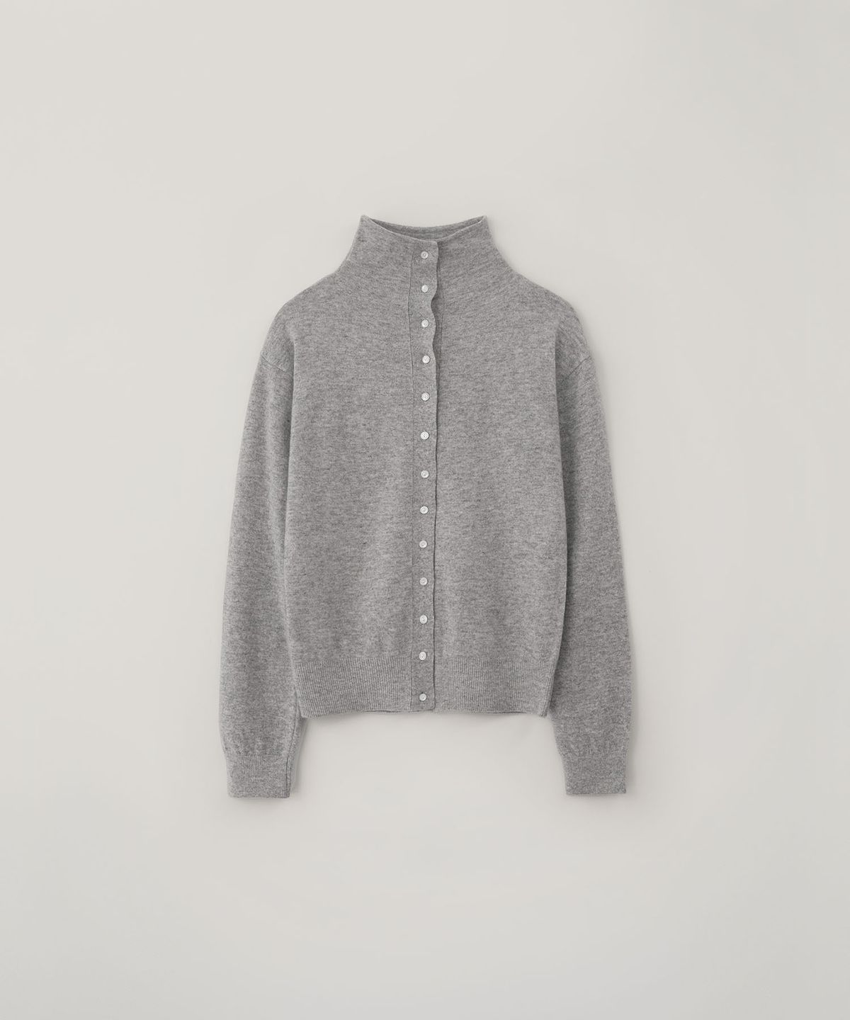 블랭크룸 우먼(BLANKROOM HER) 하이 넥 버튼 카디건_SILVER GRAY